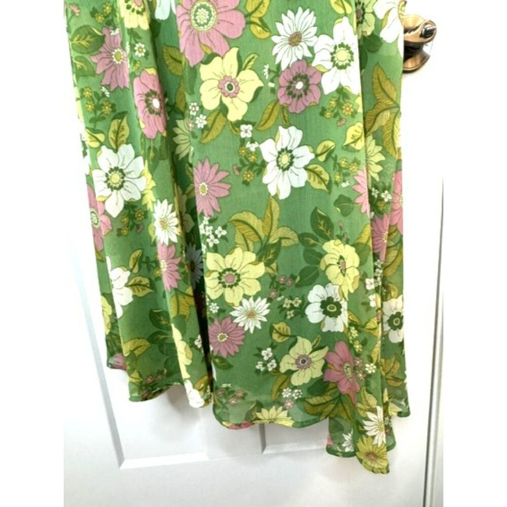 TOPSHOP 70'S RETRO FLORAL PRINT CHIFFON MIDI DRESS OPEN BACK LONG SLEEVE SIZE 4 - Picture 8 of 15